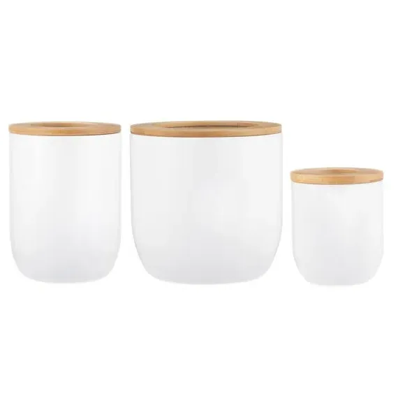 Set of 3 Storage Jars with Lids - Pink, Steel image