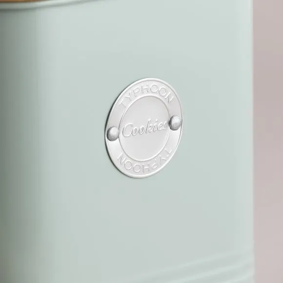 Square Biscuit Tin with Bamboo Lid - Mint, Steel