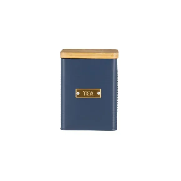Square Kitchen Canister with Bamboo Lid - Navy