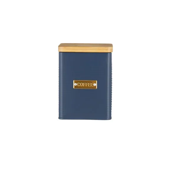 Square Kitchen Canister with Bamboo Lid - Navy