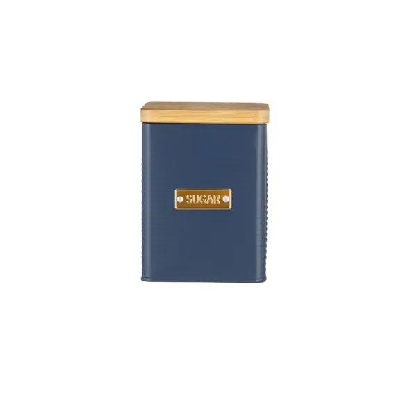 Square Kitchen Canister with Bamboo Lid - Navy image