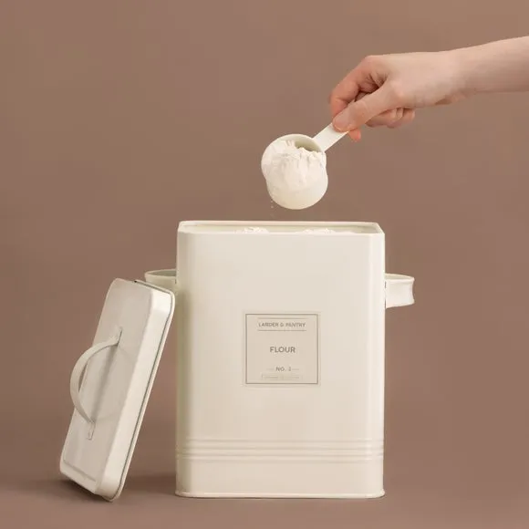 Square Storage Canister with Scoop - Cream, Steel