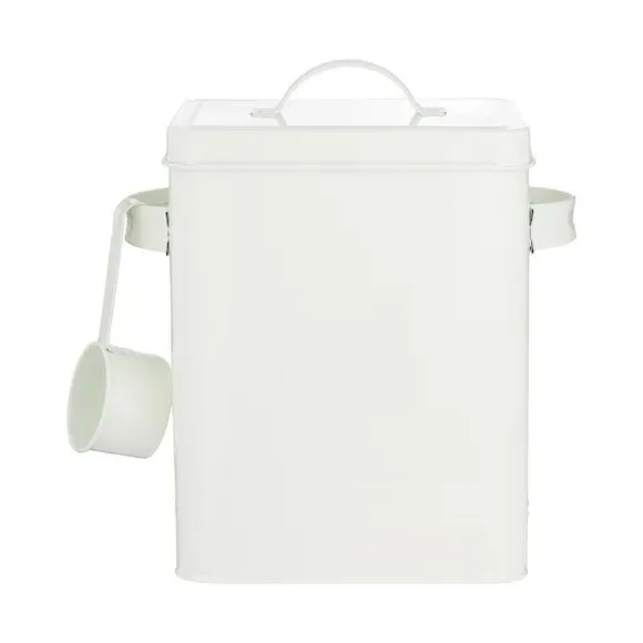 Square Storage Canister with Scoop - Cream, Steel