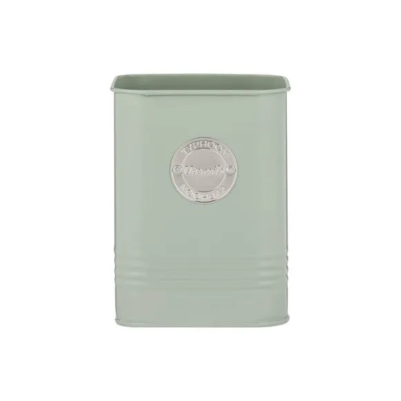 Square Utensil Pot with Badge - Mint Green, Steel image