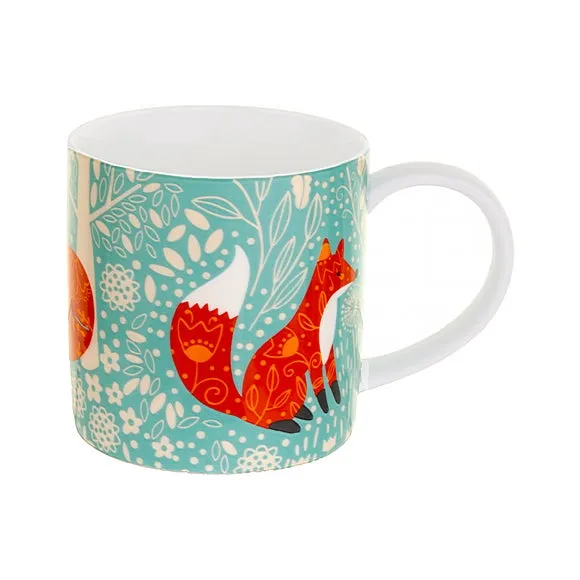 Ceramic Mug with Fox Design - Blue image