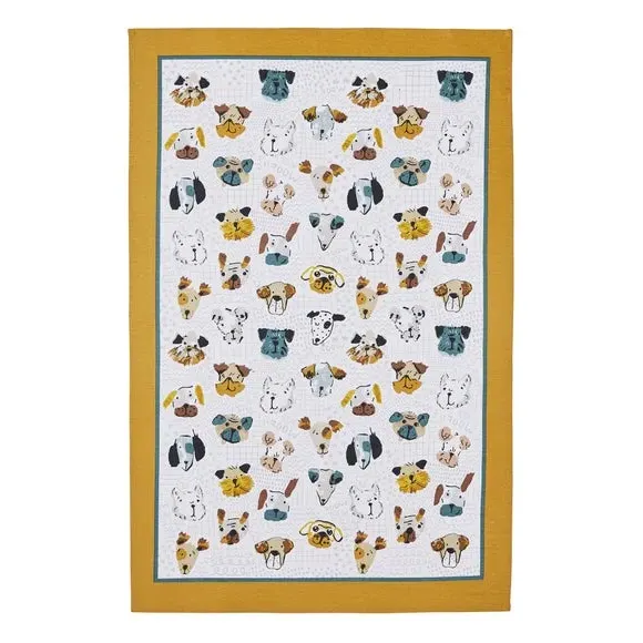 Tea Towel with Dog Design - Multicolor, Cotton