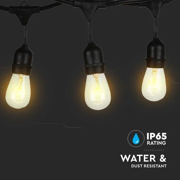 15-Bulb Festoon String Lights Bundle - Black
