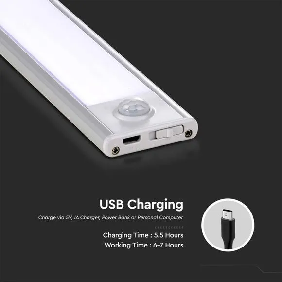 2W PIR Motion Sensor LED Cabinet Light - Silver