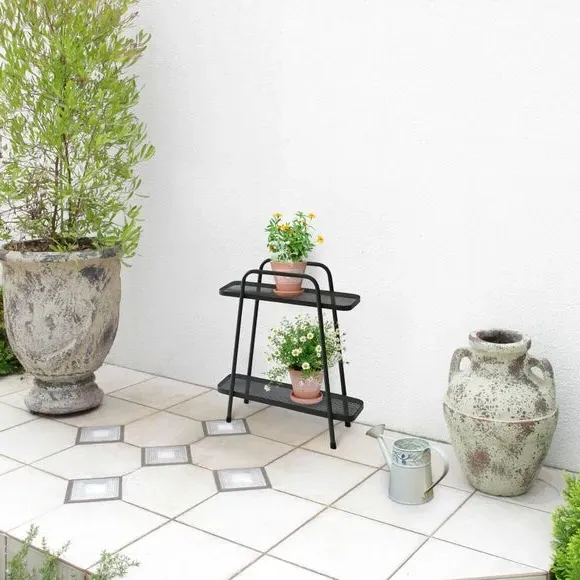 2-Shelf Plant Stand - Grey, Steel