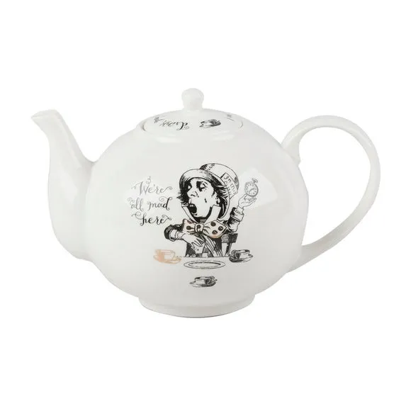 6 Cup Teapot Alice in Wonderland - White, China image