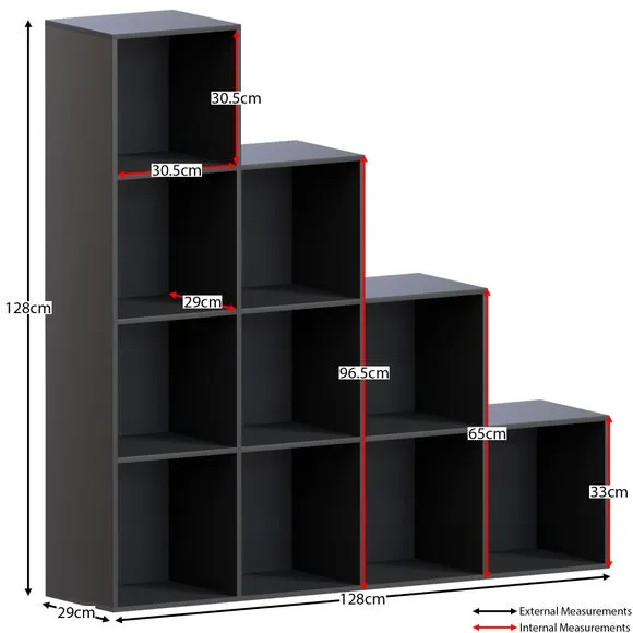 10-Cube Staircase Storage Unit - Black