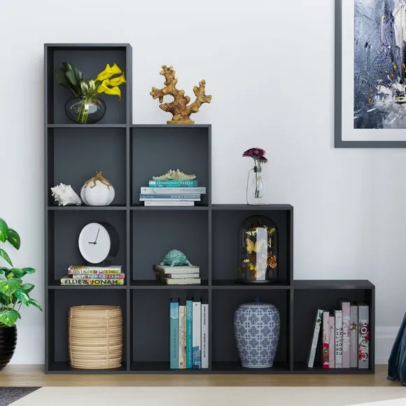 10-Cube Staircase Storage Unit - Black