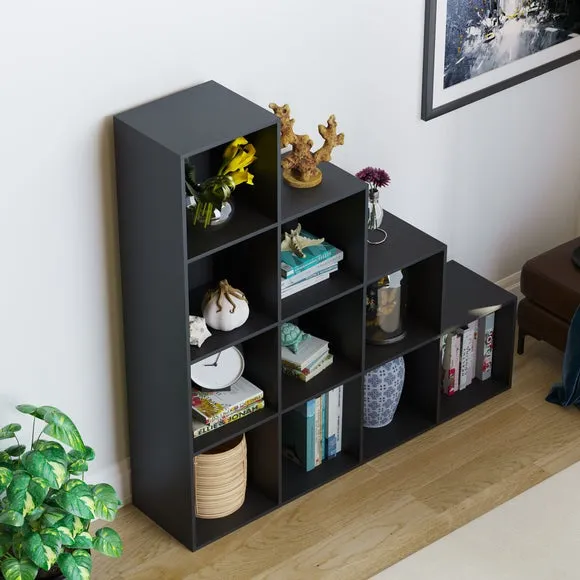 10-Cube Staircase Storage Unit - Black