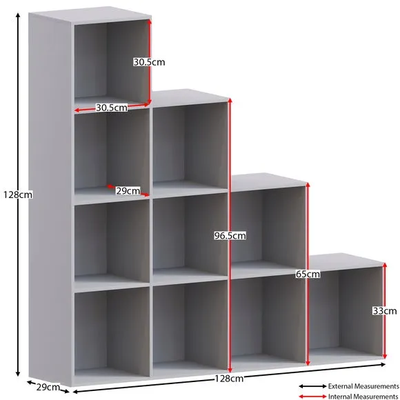 10-Cube Staircase Storage Unit - Grey