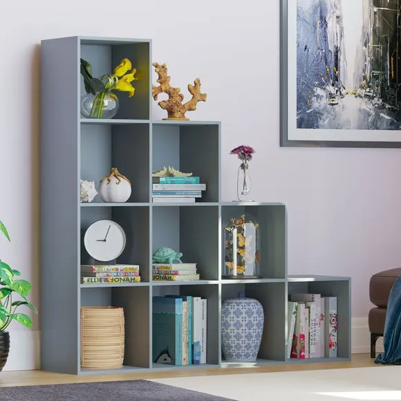10-Cube Staircase Storage Unit - Grey
