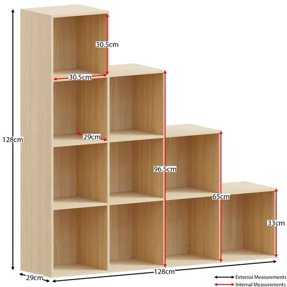 10-Cube Staircase Storage Unit - Oak