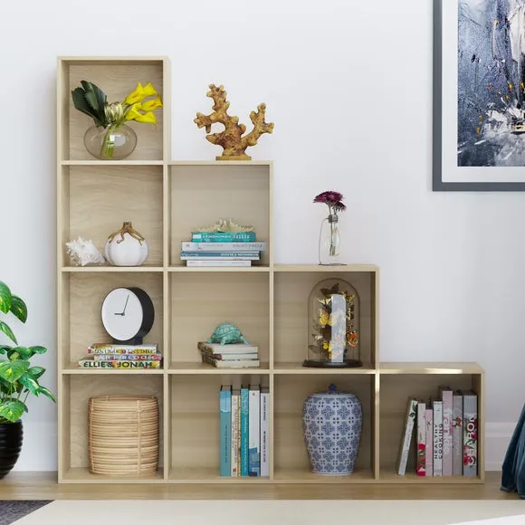 10-Cube Staircase Storage Unit - Oak