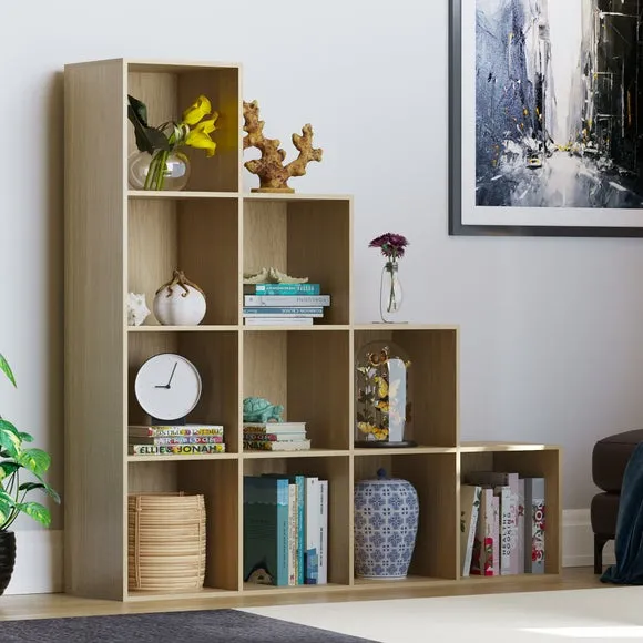 10-Cube Staircase Storage Unit - Oak