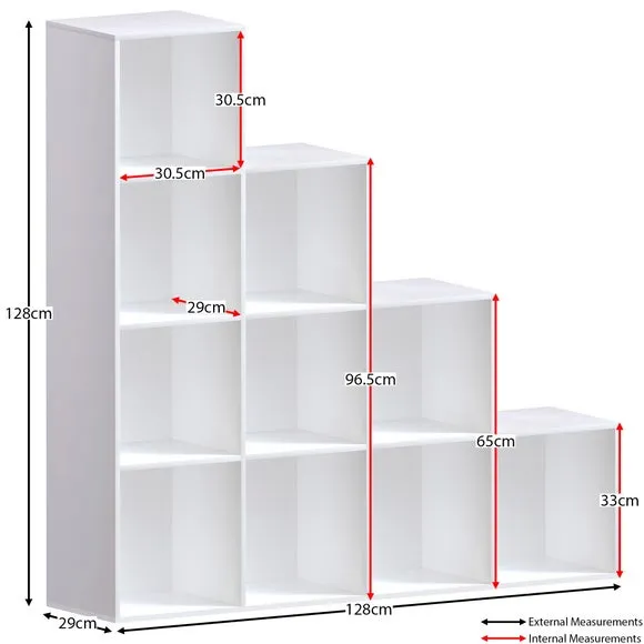 10-Cube Staircase Storage Unit - White