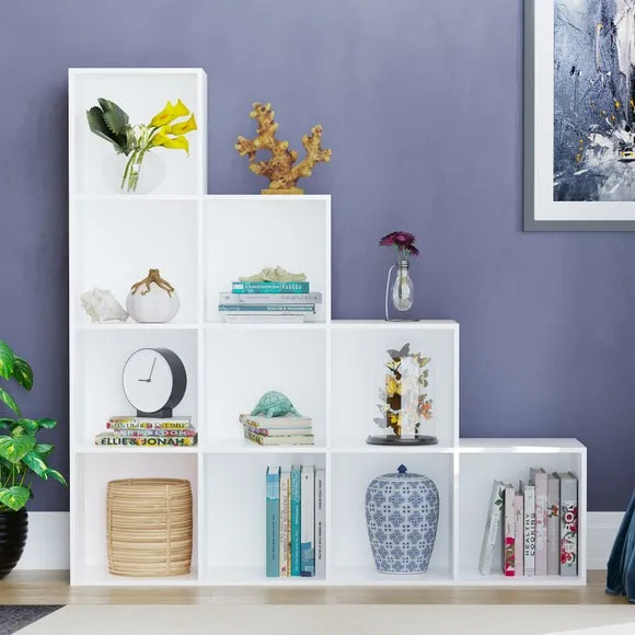 10-Cube Staircase Storage Unit - White