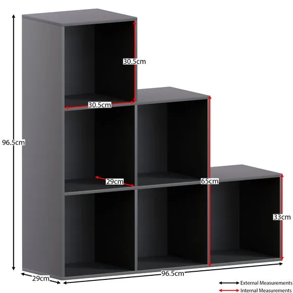 6-Cube Staircase Storage Unit - Black
