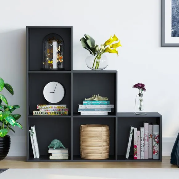 6-Cube Staircase Storage Unit - Black