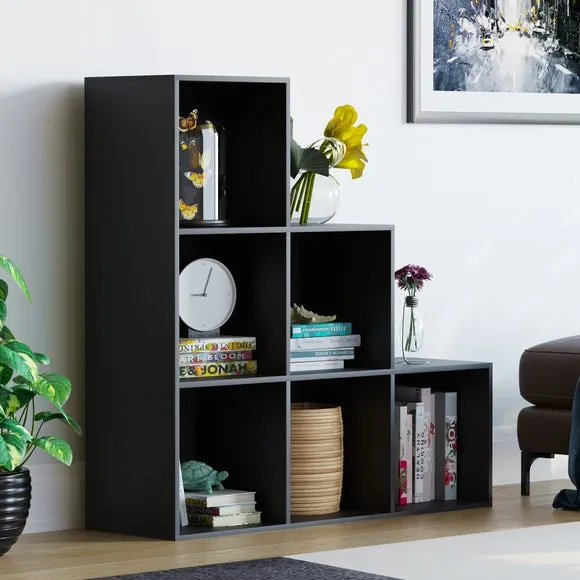 6-Cube Staircase Storage Unit - Black image