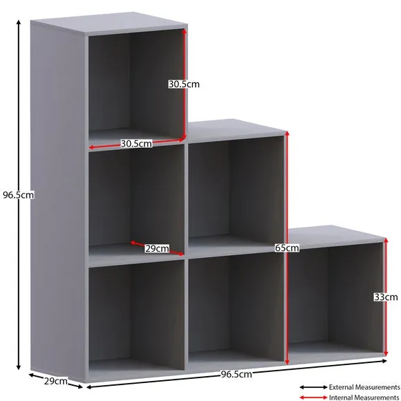 6-Cube Staircase Storage Unit - Grey