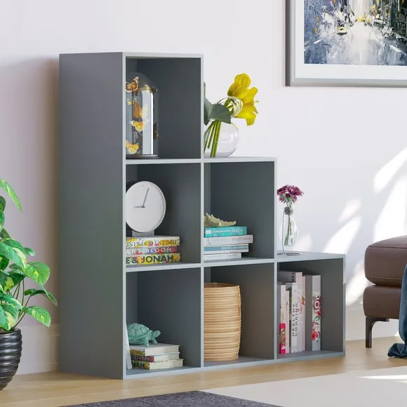 6-Cube Staircase Storage Unit - Grey