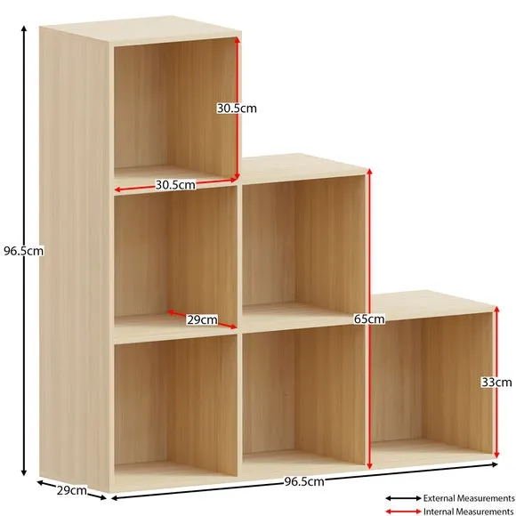 6-Cube Staircase Storage Unit - Oak