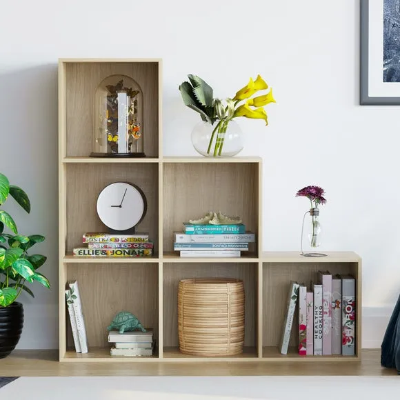 6-Cube Staircase Storage Unit - Oak