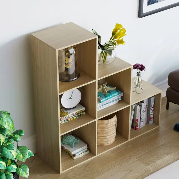 6-Cube Staircase Storage Unit - Oak