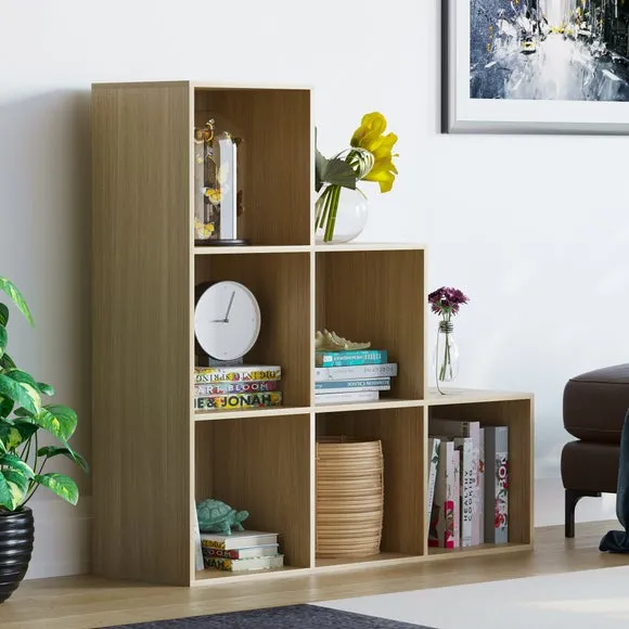 6-Cube Staircase Storage Unit - Oak