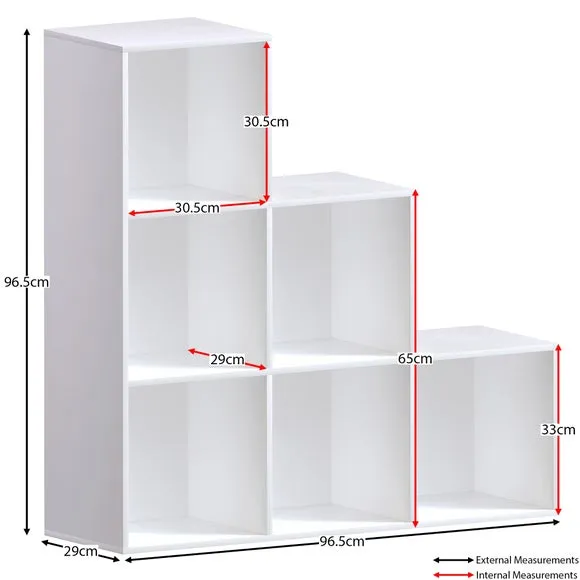 6-Cube Staircase Storage Unit - White