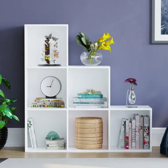 6-Cube Staircase Storage Unit - White