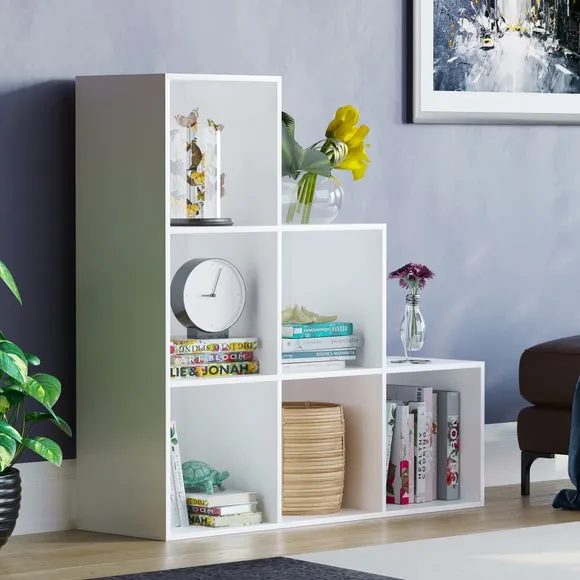6-Cube Staircase Storage Unit - White