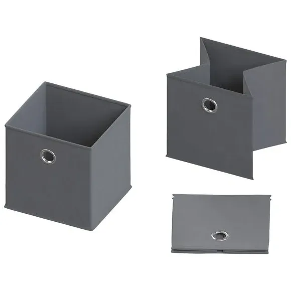 Cube Storage Basket Foldable - Grey, Fabric