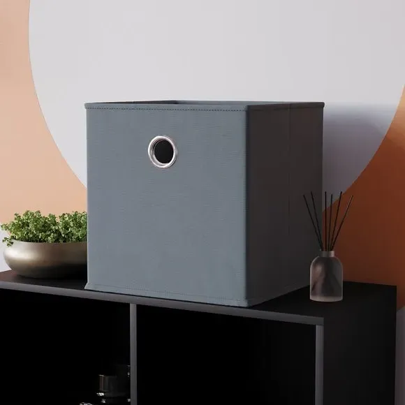 Cube Storage Basket Foldable - Grey, Fabric image