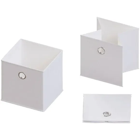 Cube Storage Basket Foldable - White, Fabric