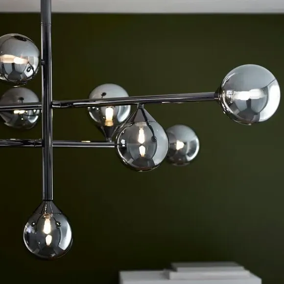 10 Light Pendant Light Art Deco - Chrome, Steel