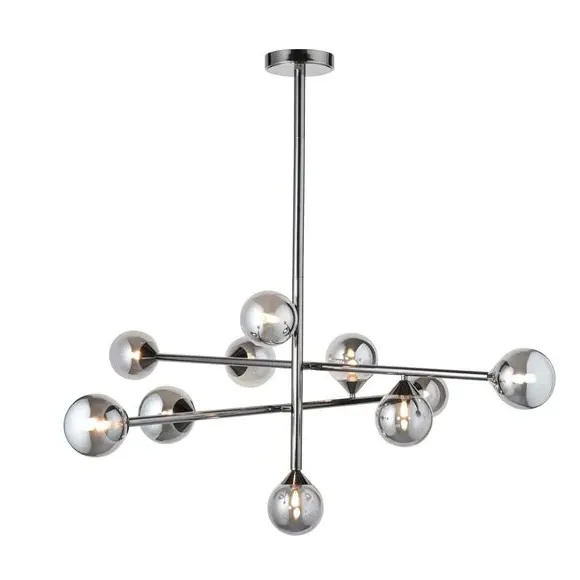 10 Light Pendant Light Art Deco - Chrome, Steel