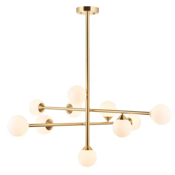 10 Light Pendant Light Art Deco - Gold, Steel