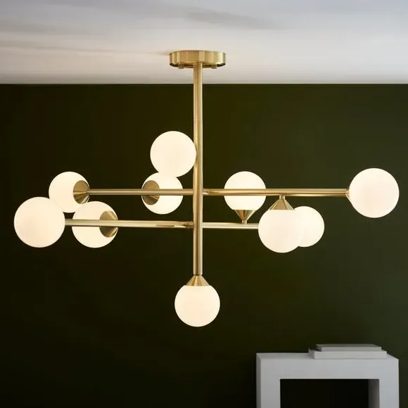 10 Light Pendant Light Art Deco - Gold, Steel