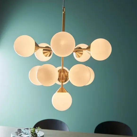 11 Light Chandelier - Brass, Glass