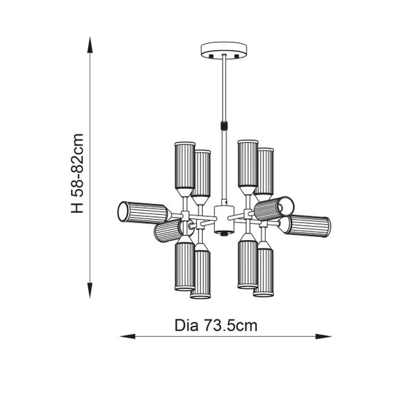 12 Light Ceiling Light Adjustable - Gold, Metal