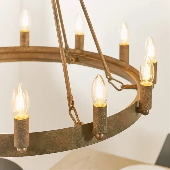 12 Light Chandelier Ceiling Light - Black, Metal