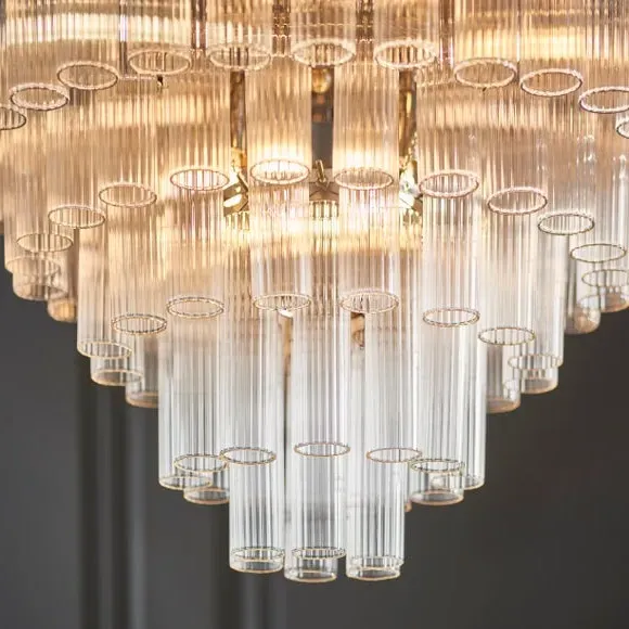 12 Light Chandelier Tiered Design - Silver, Glass