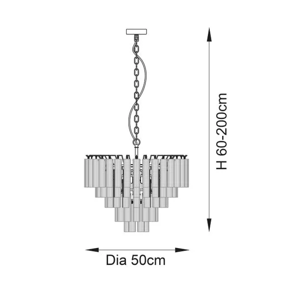 12 Light Chandelier Tiered Design - Silver, Glass