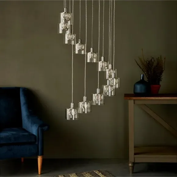 12 Light Cluster Ceiling Light - Chrome, Crystal