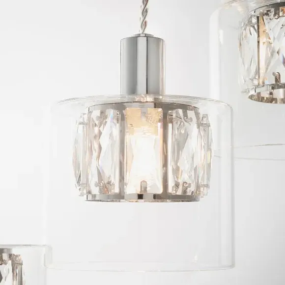 12 Light Cluster Ceiling Light - Chrome, Crystal